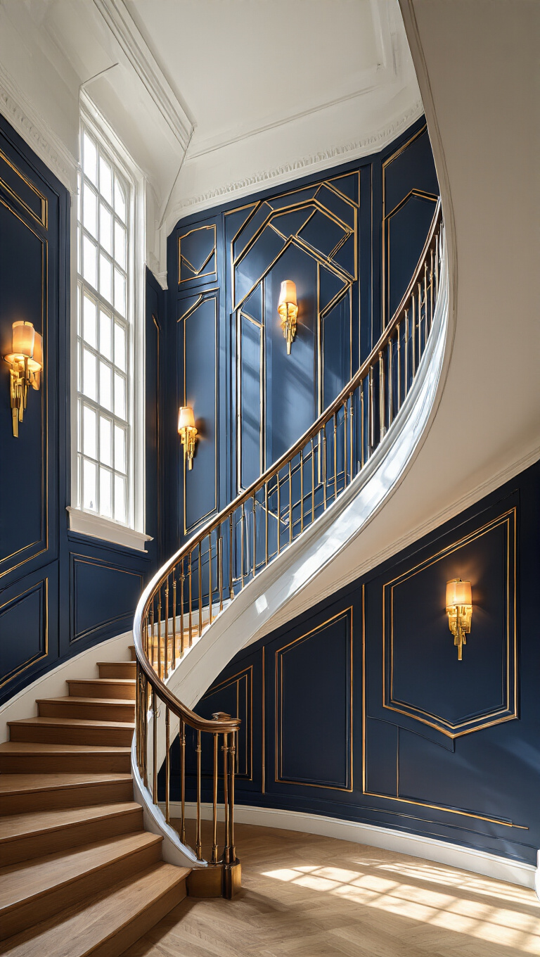 8. Art Deco-Inspired Geometric Hallway Panelling