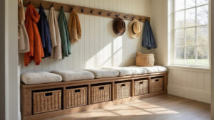 hallway_storage_ideas_with_custom_mudroom_bench_and_baskets_featured