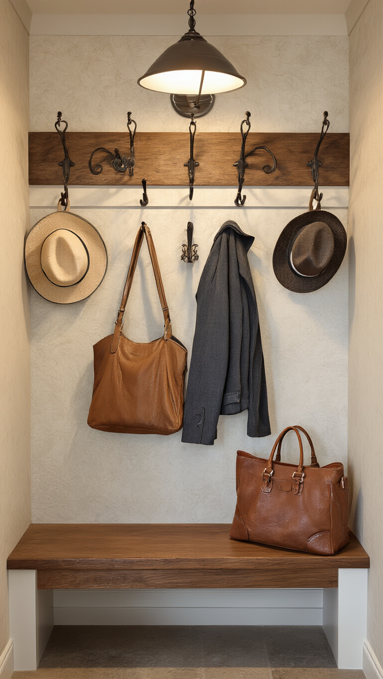 10. Combine Style with Utility Using Decorative Hooks