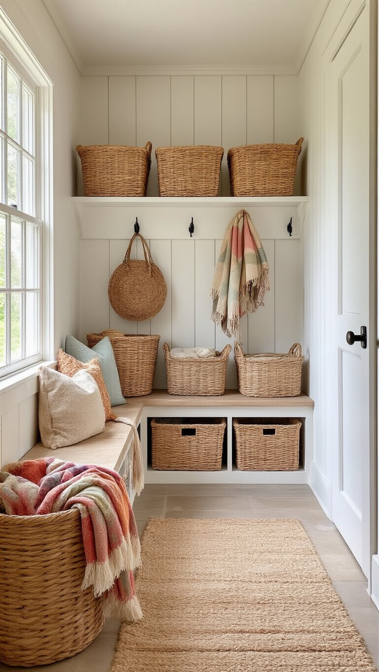 2. Create a Charming Cottage Appeal with Layered Baskets