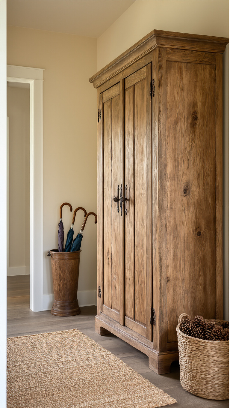 3. Elevate Style with a Rustic Wooden Cabinet