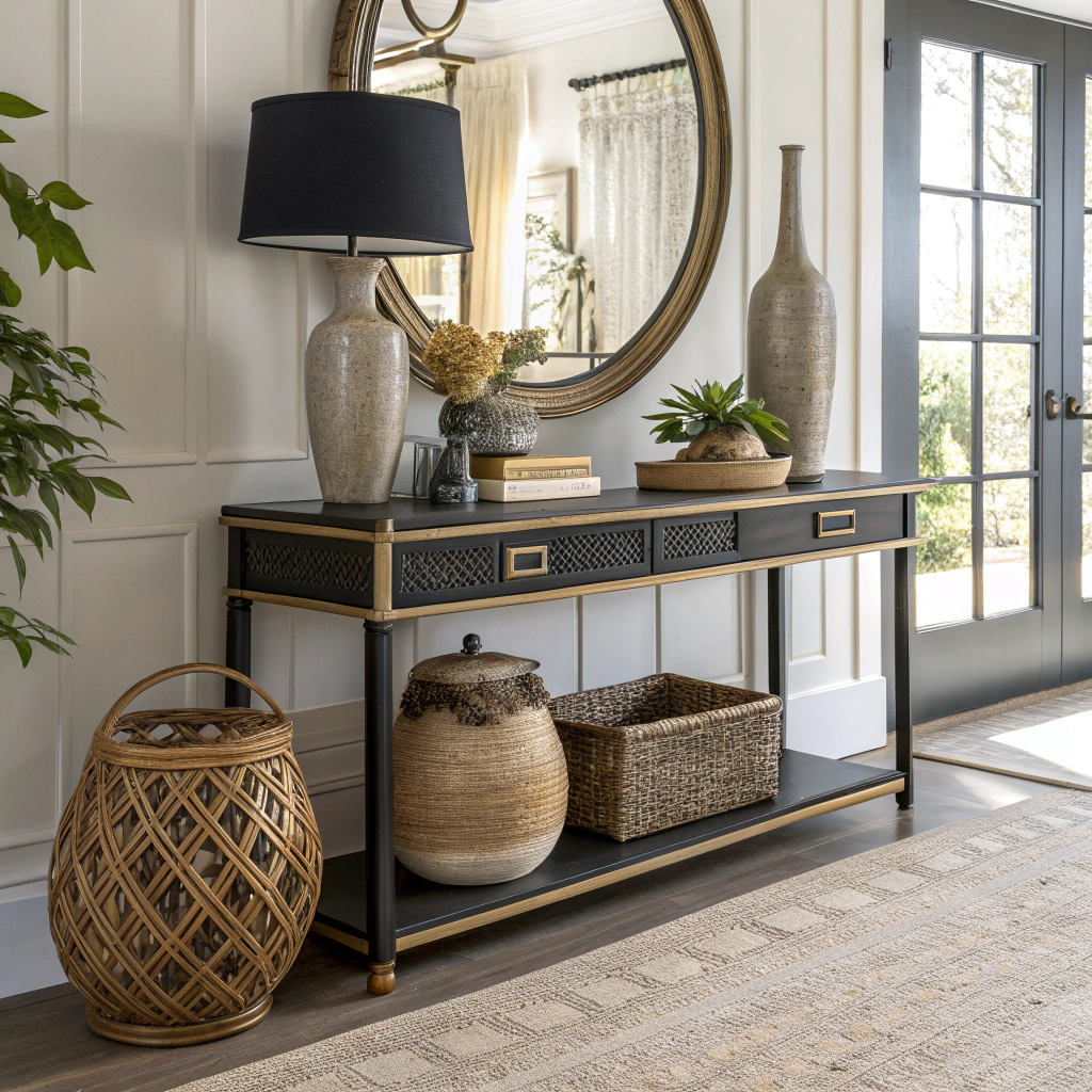 10. Symbiosis of Rustic and Luxury with Your Hallway Table