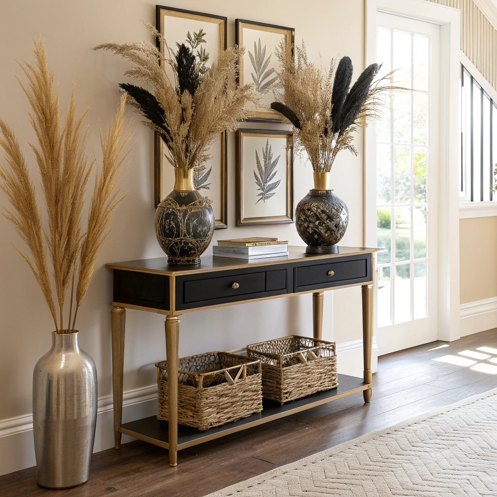 11. A Natural Touch with Black and Gold Botanicals