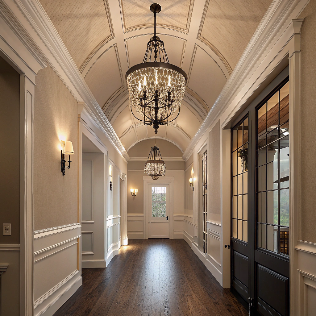 8. Elegance with Hallway Chandeliers