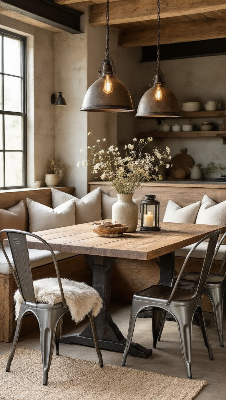 9. Create a Cozy Dining Nook with Industrial Charm