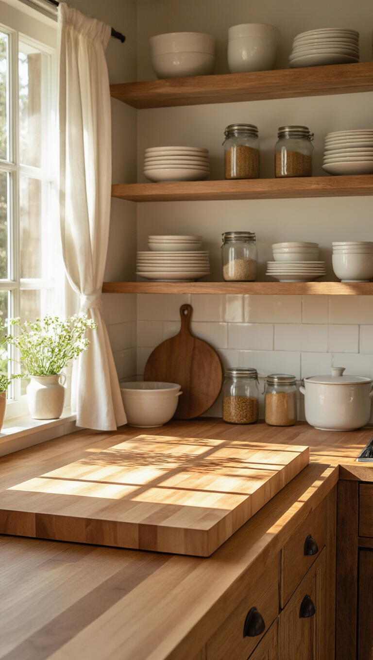 12. Utilize Functional Butcher Block Countertops