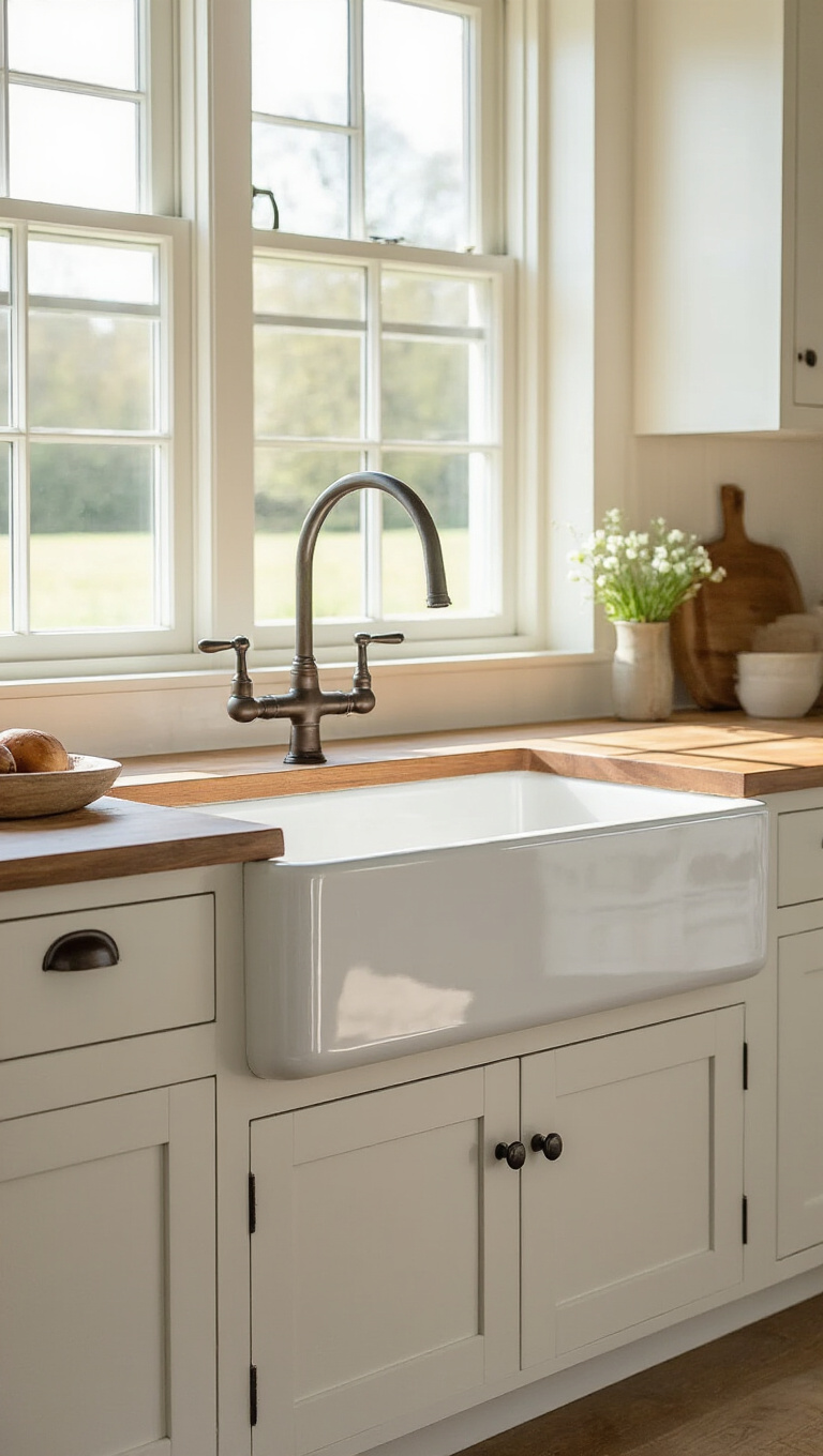 3. Add a Farmhouse Sink for Timeless Charm