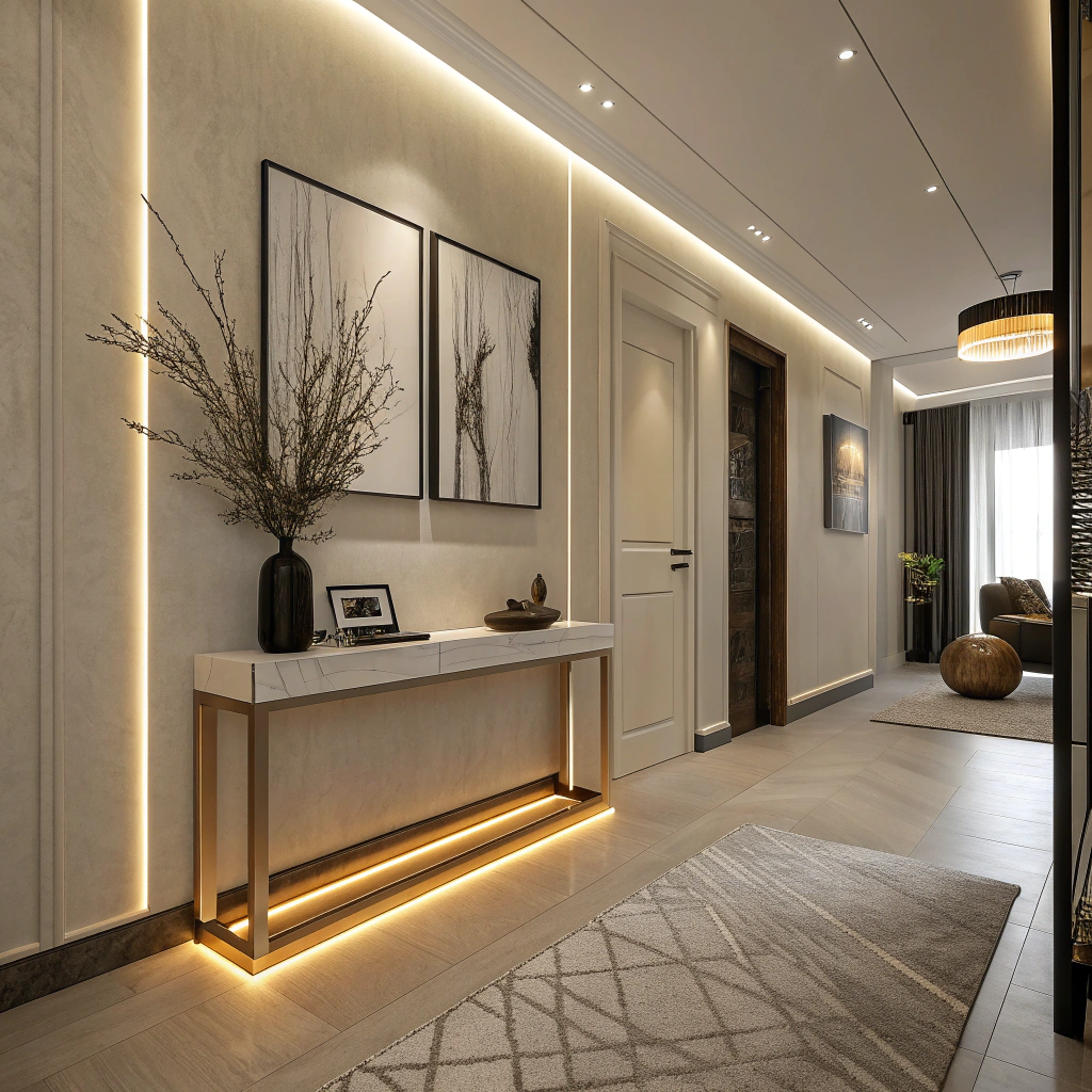 17. Illuminating a Modern Hallway with LED Accents