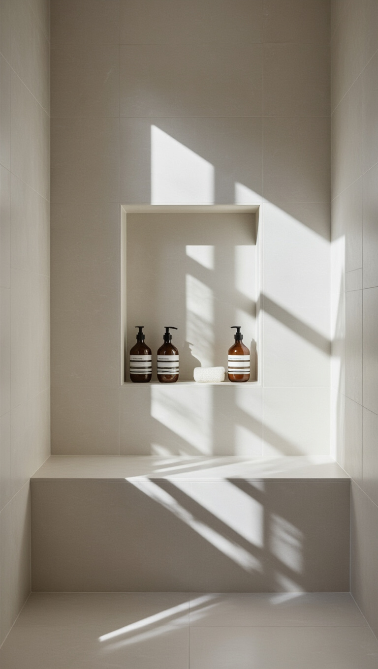12. Minimalist Shower Niches for Functional Elegance