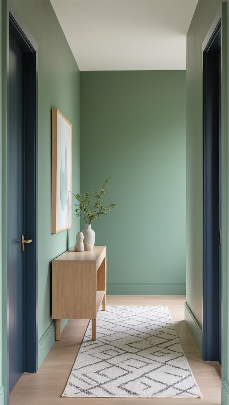 16. Balance with Jade Green for a Harmonious Hallway