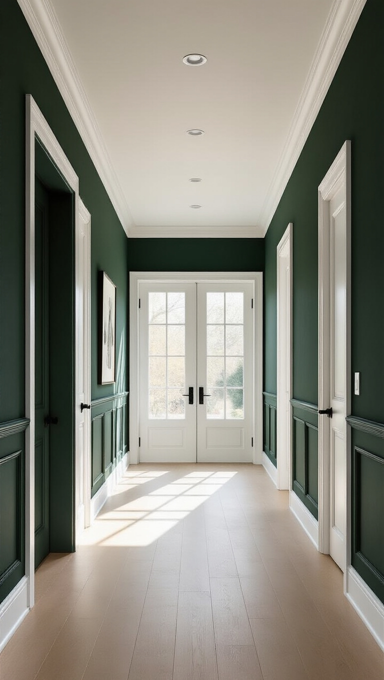 20. Create Contrast with Hunter Green and Crisp White
