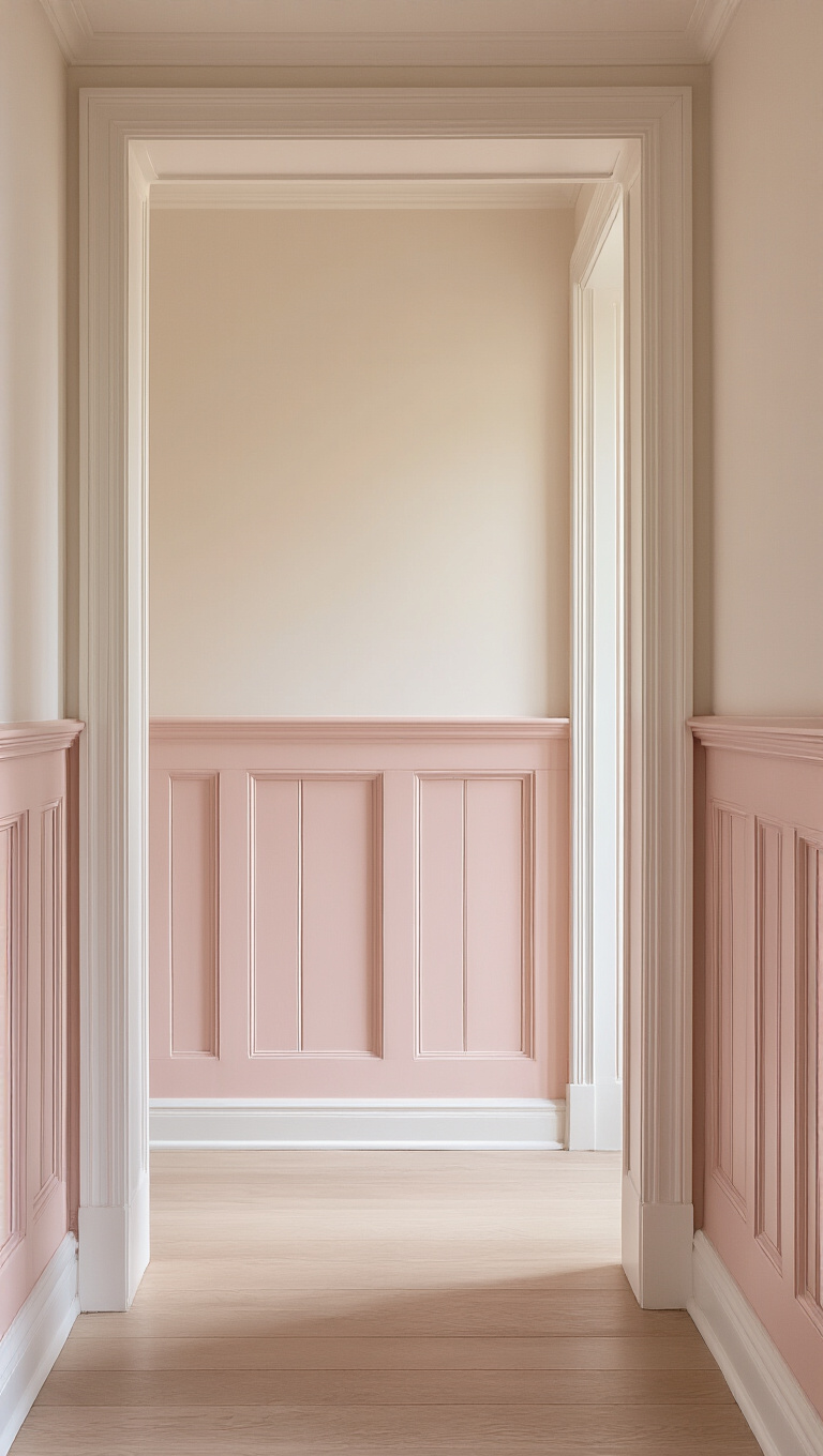 1. Inviting Entrance with Blush Wainscoting