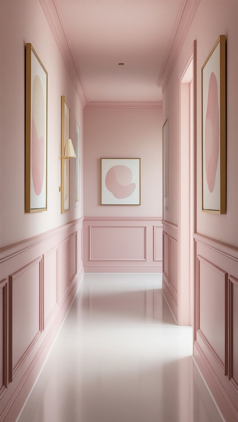 10. Modern Minimalist Pink Hallway