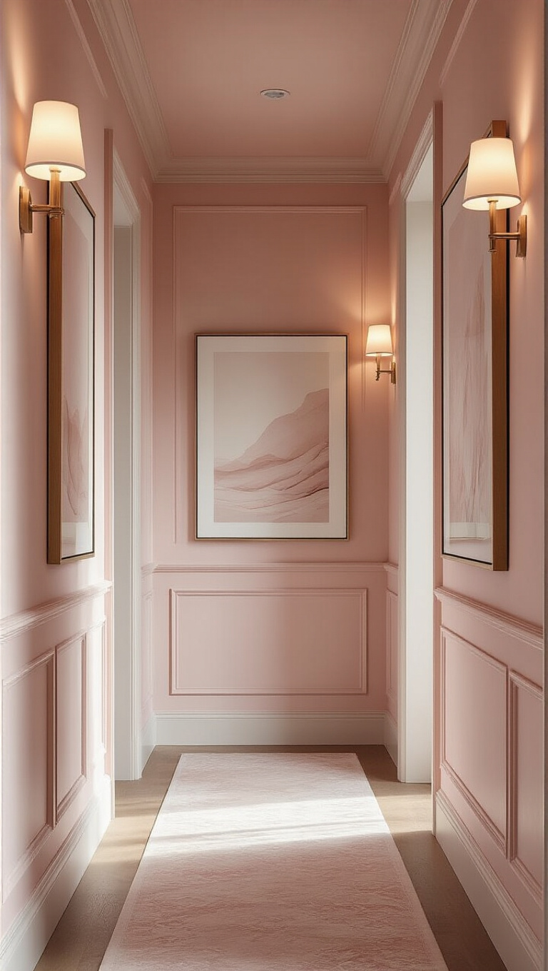 11. Romantic Pink Hallway with Ambient Lighting
