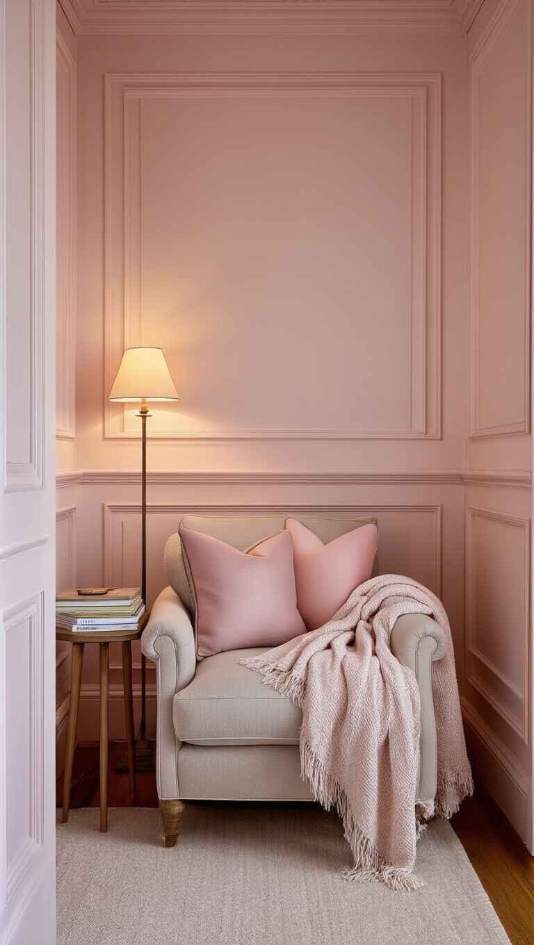 3. Cozy Reading Nook with Blush Accents