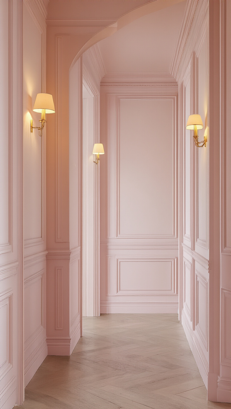 4. Elegant Corridor with Pink Wainscoting