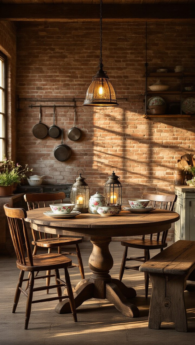 1. Embrace the Timeless Elegance of a Rustic Round Farmhouse Kitchen Table