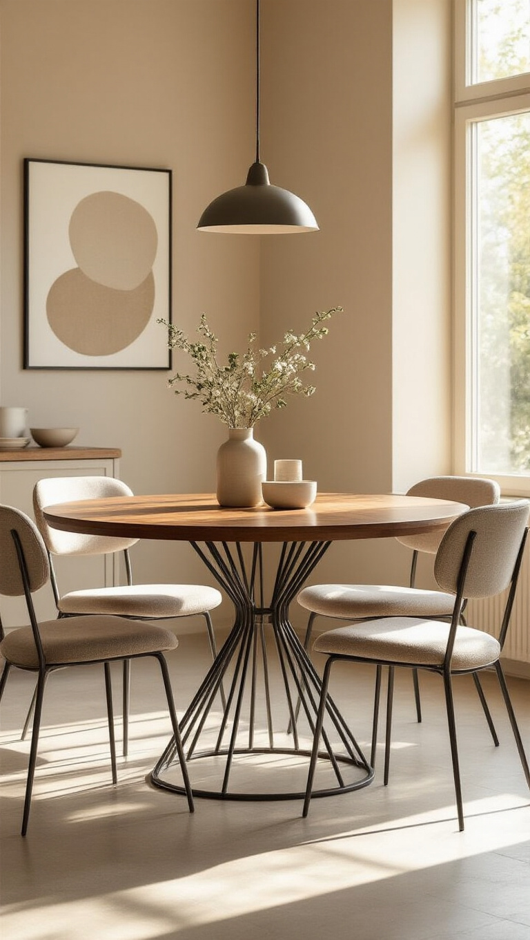 5. Enhance Your Space with a Sleek Modern Round Farmhouse Kitchen Table