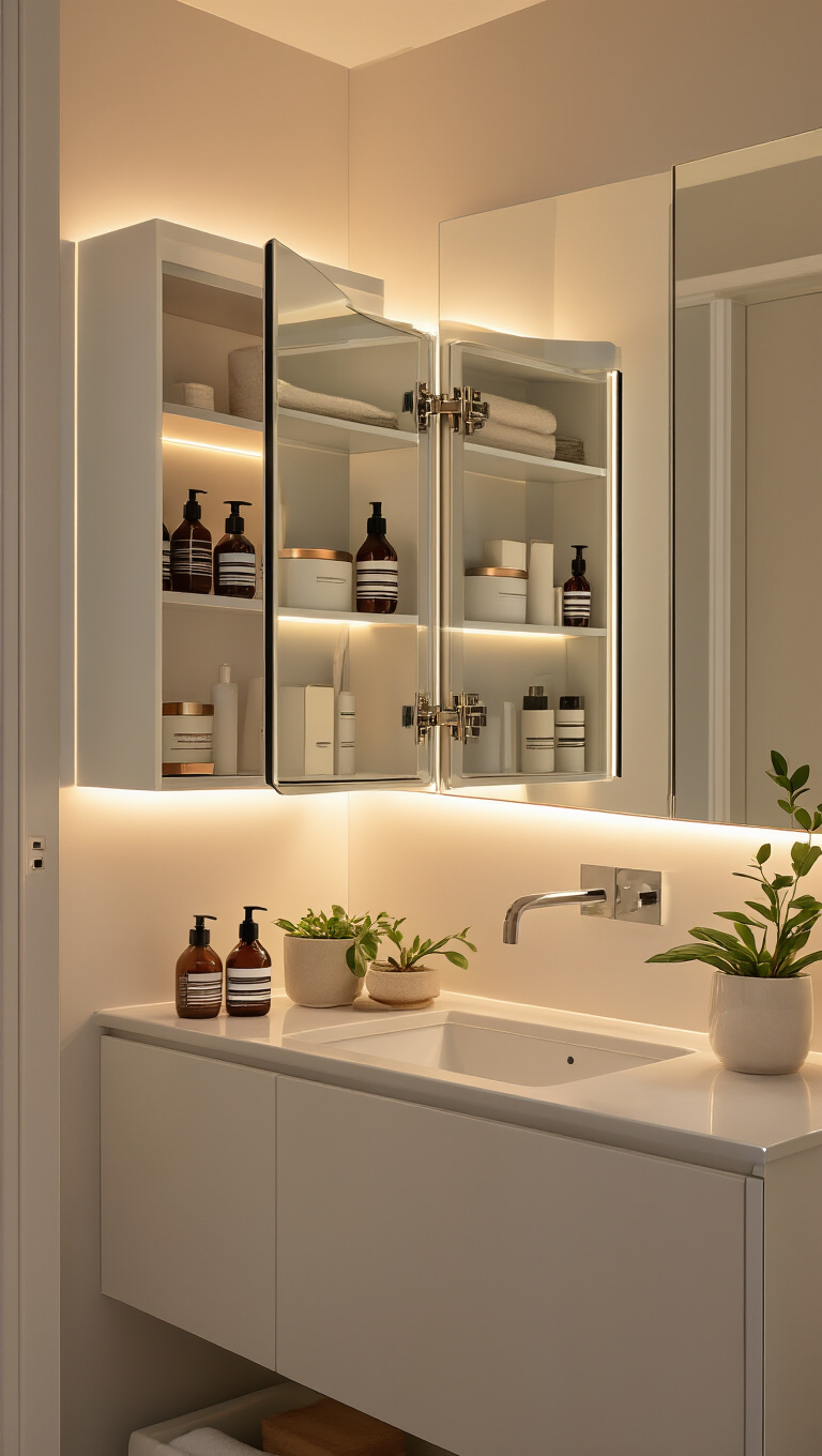 19. Double Up with a Mirrored Cabinet