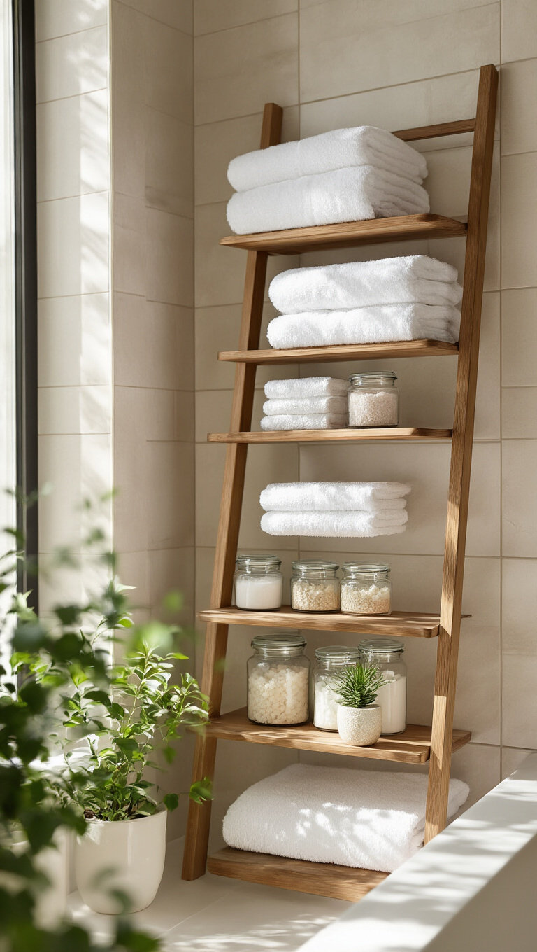20. Elevate Elegance with Ladder Shelves