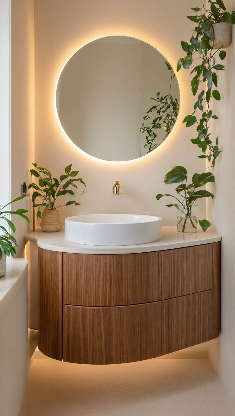 20. Captivating Compact Curved Vanities
