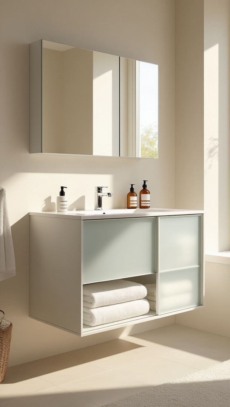 8. Vanity with Sliding Doors for Streamlined Space