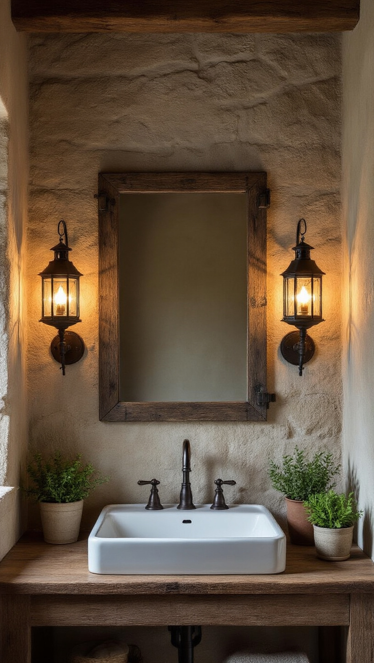 9. Illuminate with Rustic Lantern Sconces