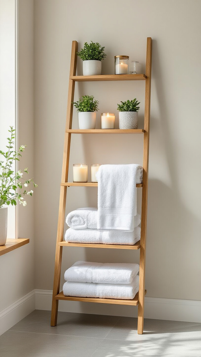 5. Make Use of Vertical Ladder Shelves
