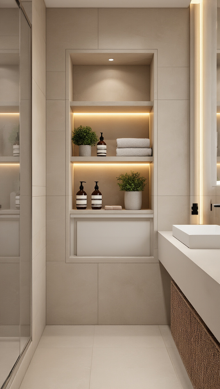 11. Recessed Wall Niches: Sleek and Seamless Storage