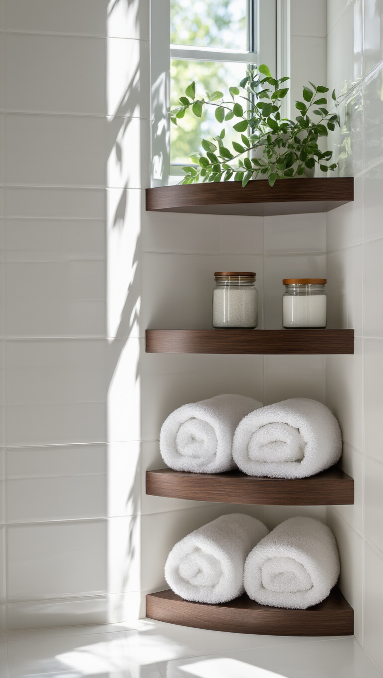 2. Corner Shelving for Added Vertical Space