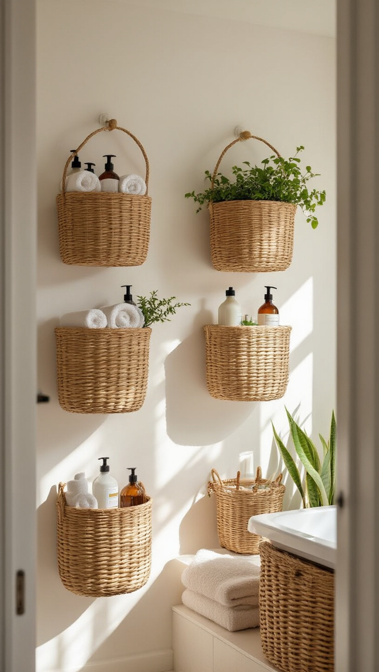 9. Wall-Mounted Baskets to Harness Vertical Space