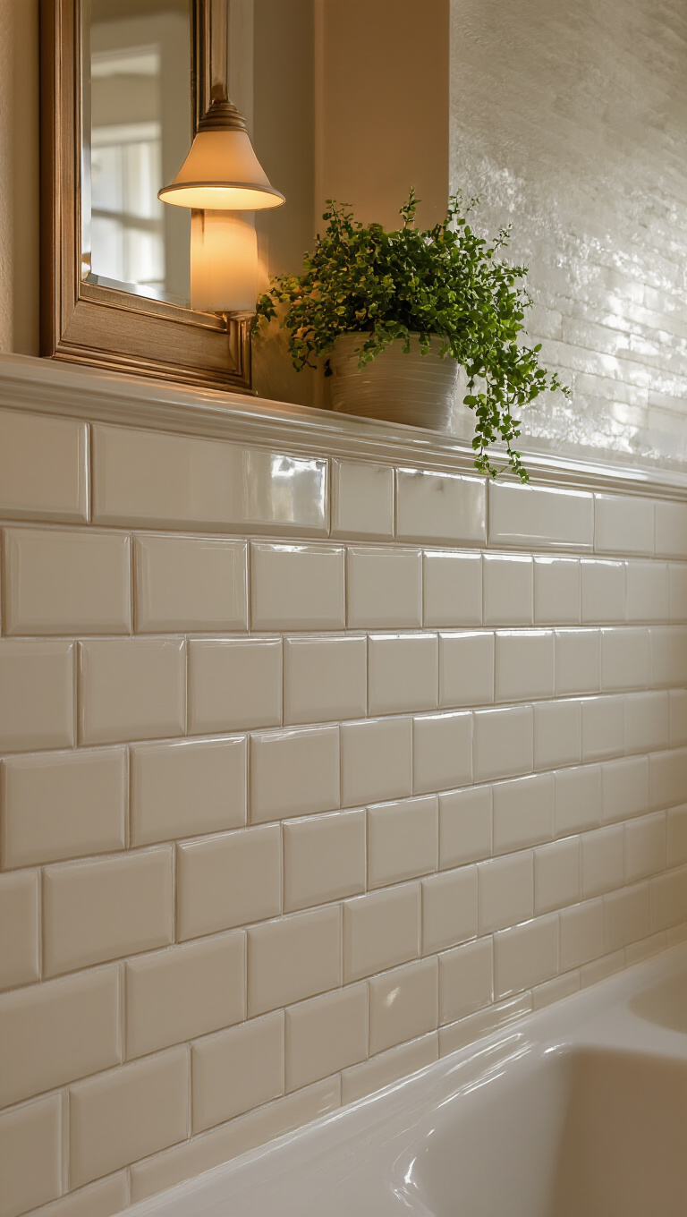 12. Elevate Elegance with Subway Tile Wainscoting