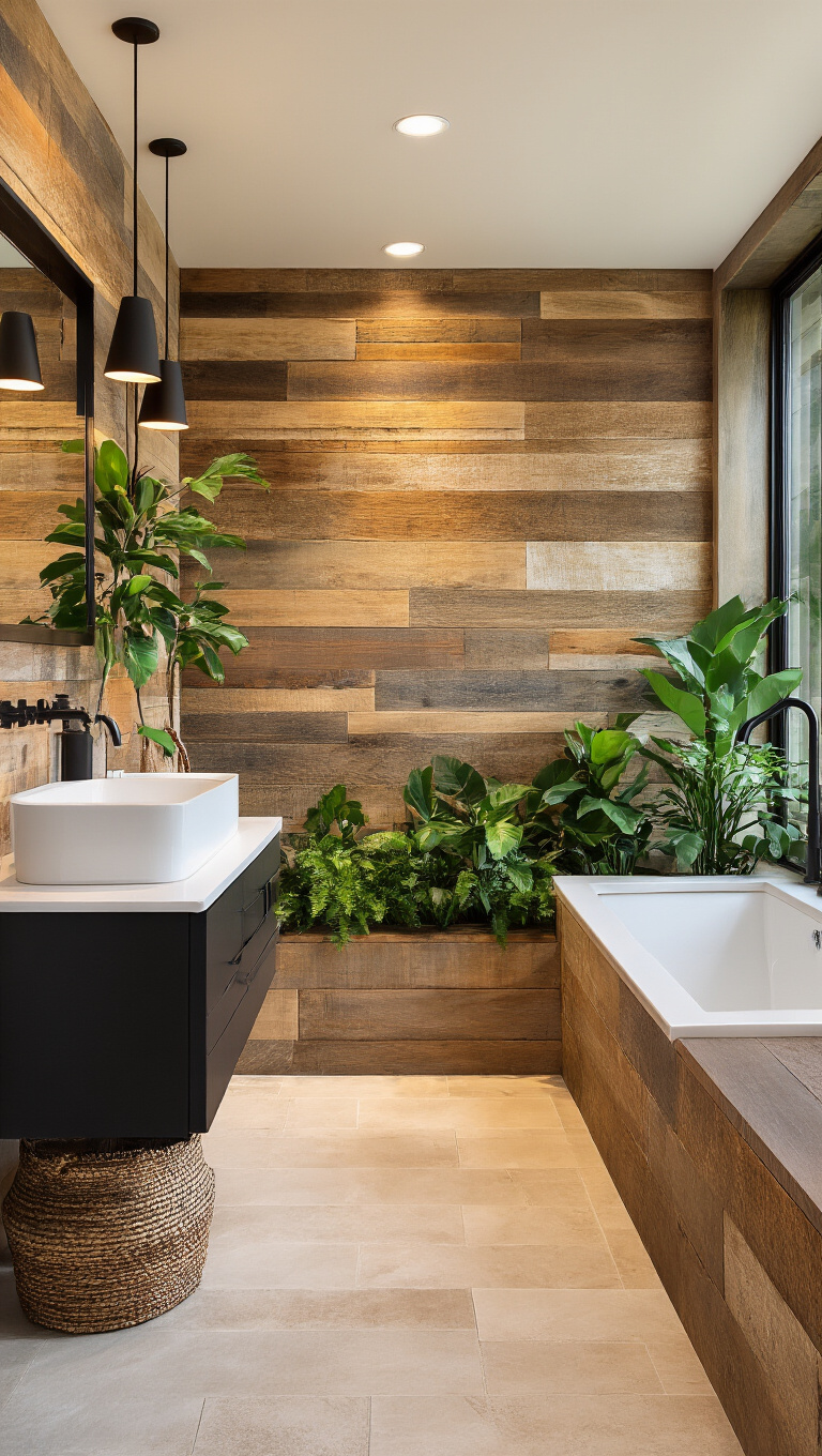 20. Rustic Reclaimed Wood Tiles for Natural Warmth