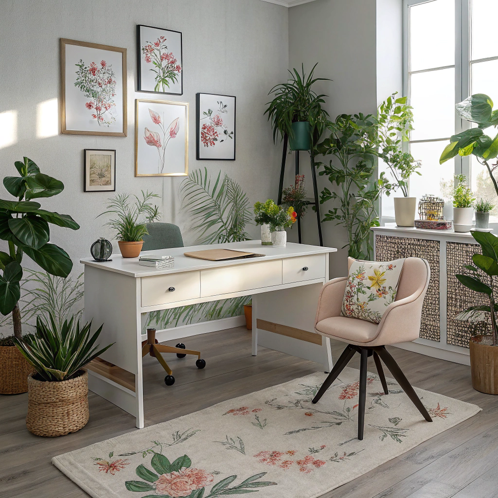 8. Floral Elegance: Embracing Nature in Your Female Home Office