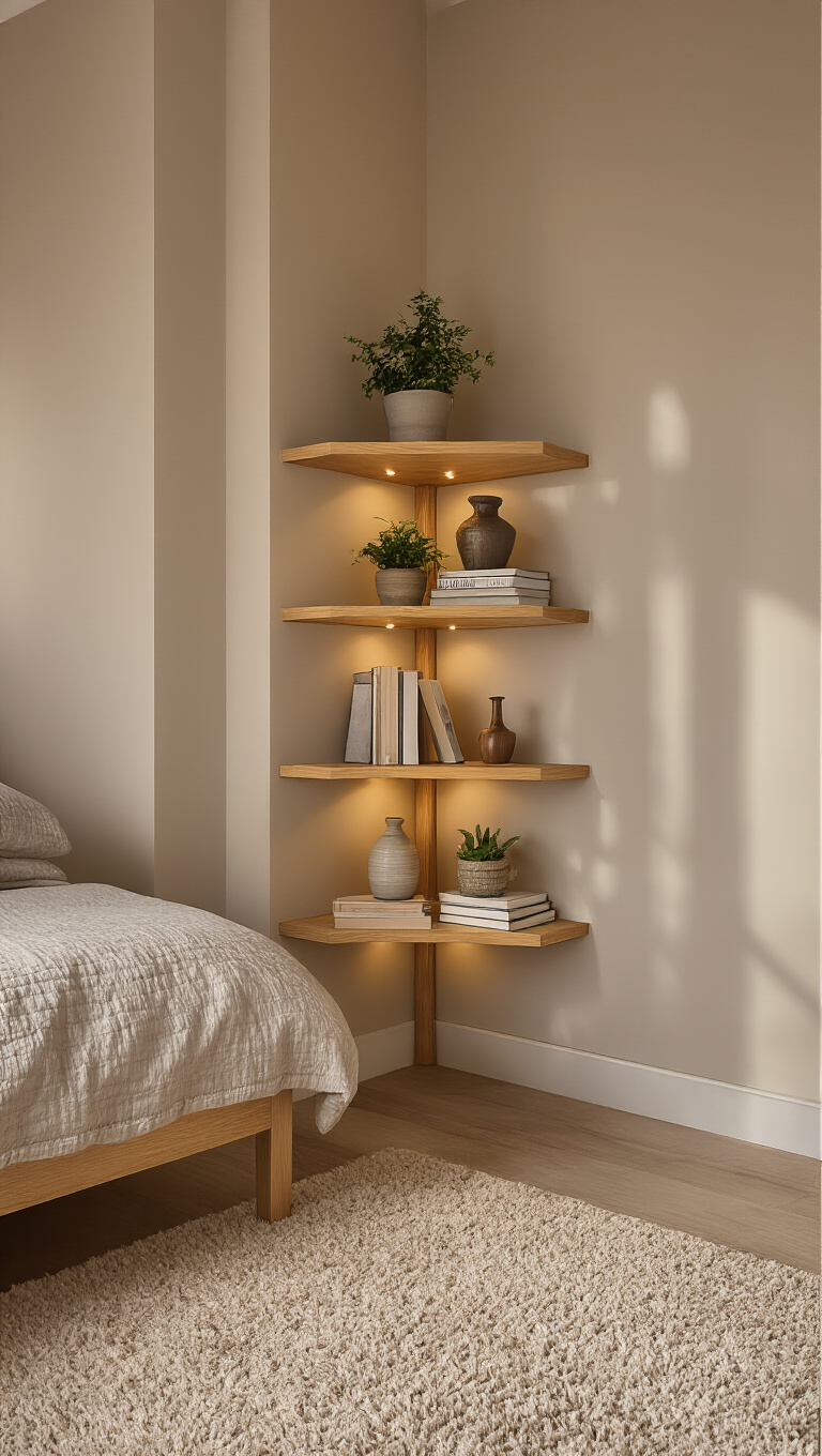 3. Personalized Nooks: Functional Corner Shelving
