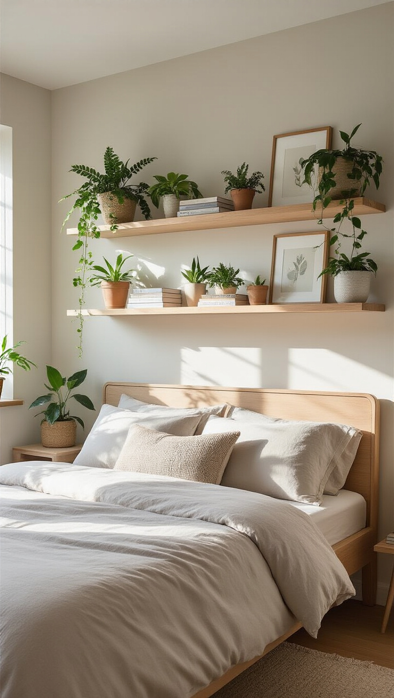 5. Elevated Charm: Shelving Over the Headboard
