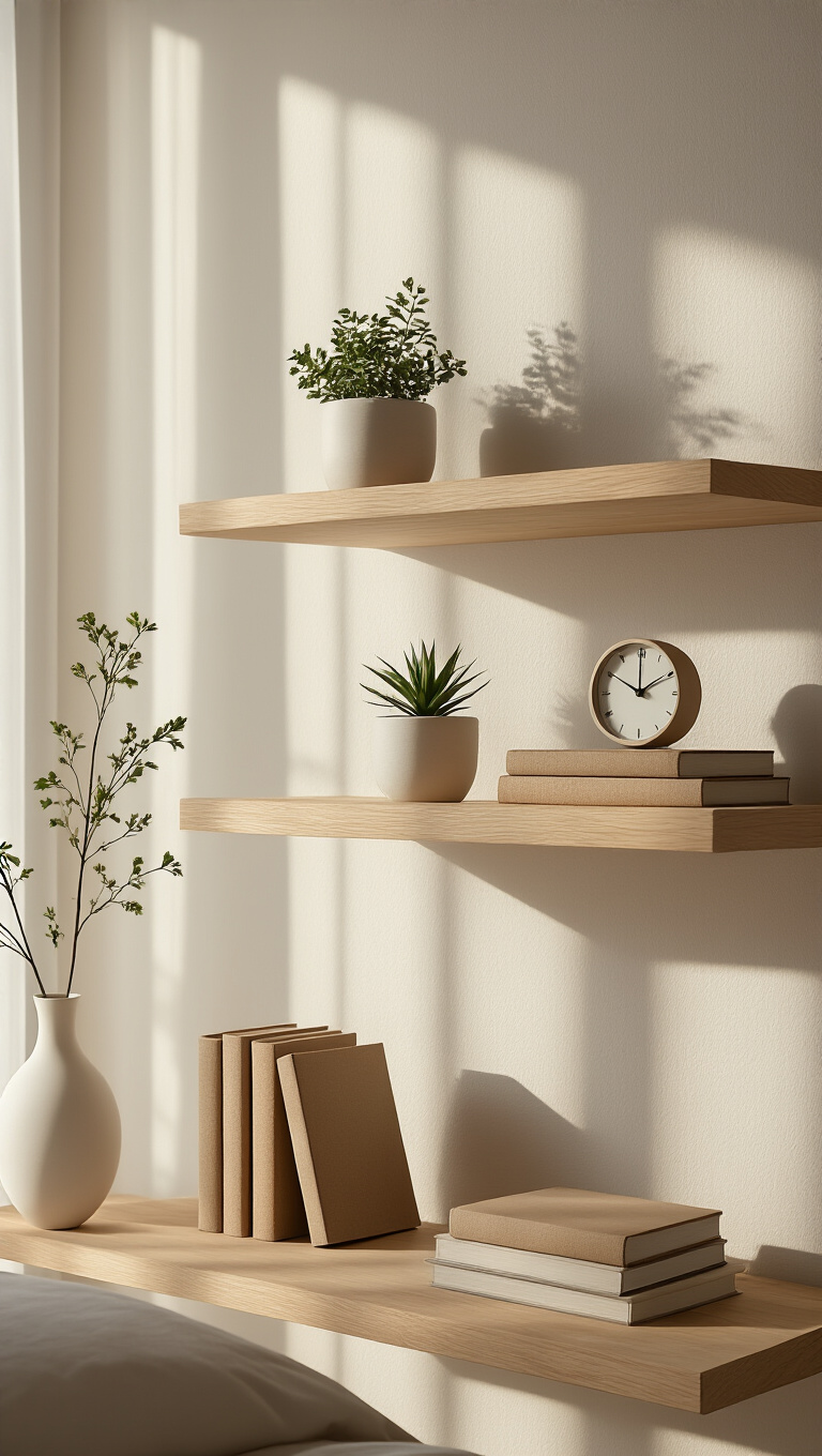 9. Zen Retreat: Minimalist Open Shelving Harmony