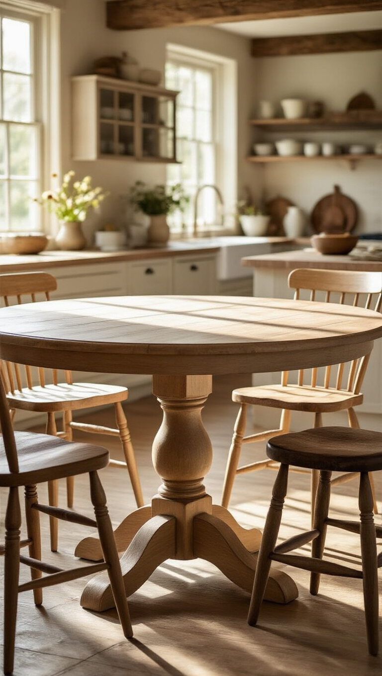 11. Timeless Elegance with a Round Farmhouse Kitchen Table