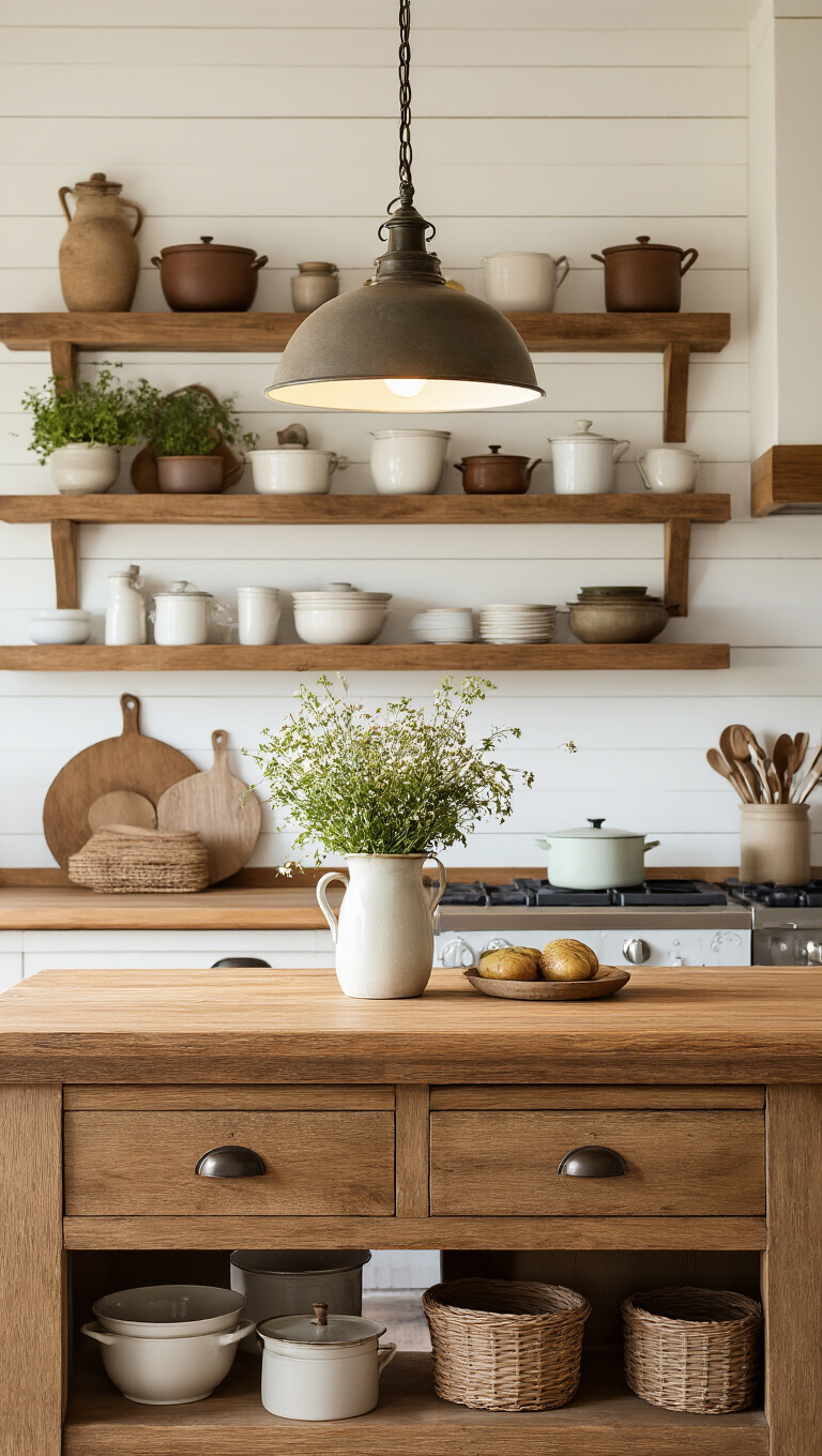 2. Multipurpose Kitchen Islands: A Tiny Farmhouse Staple