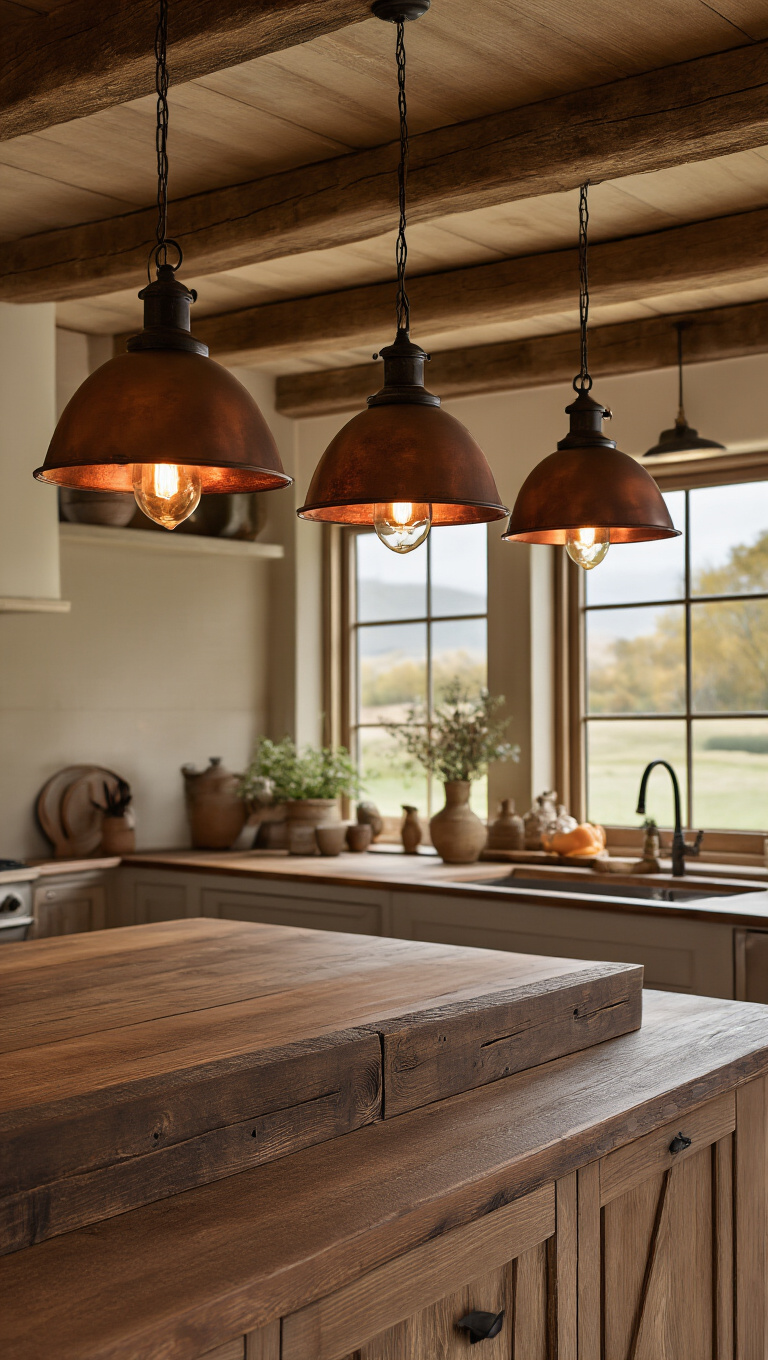 9. Illuminate with Rustic Pendant Lighting