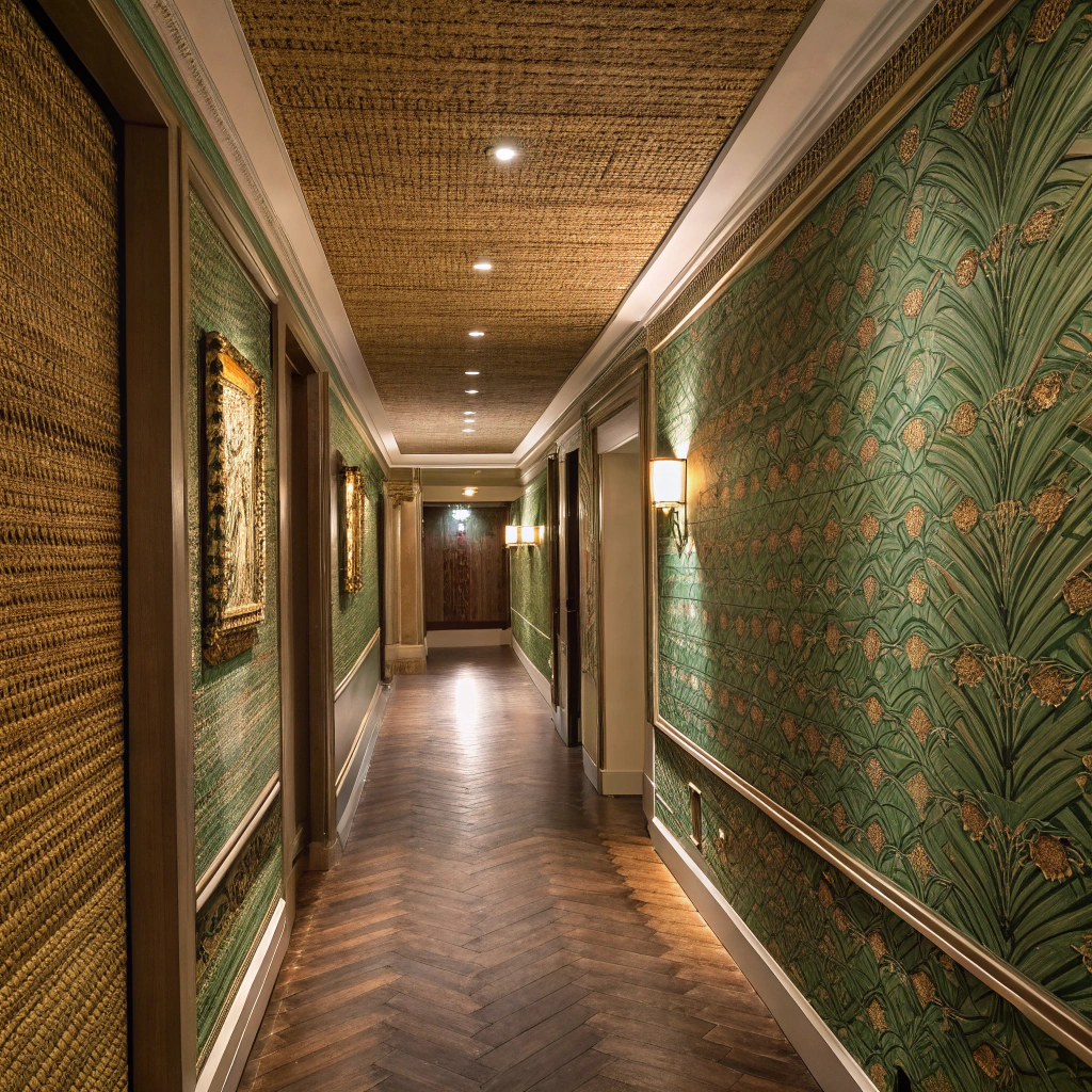 13. Layered Textures in Hallway Wallpaper