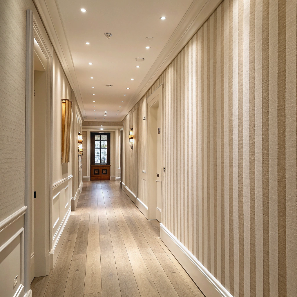 4. Create Depth with Vertical Striped Grasscloth