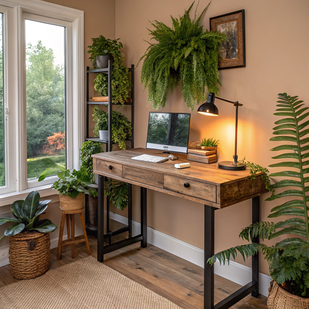 14. Blending Nature with Your Standing Desk Home Office