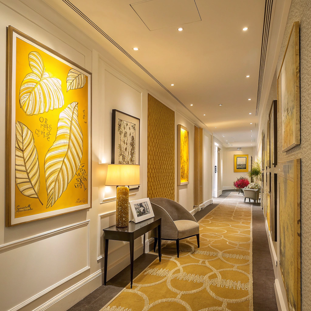 14. Brighten Your Passage with Yellow Hallway Artwork