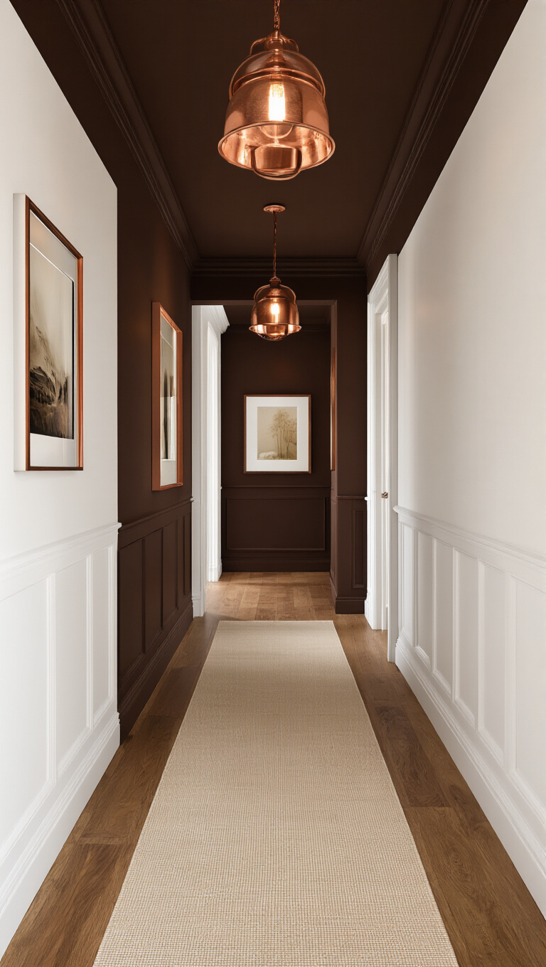 18. Inviting Warmth with Chocolate Brown and Crisp White