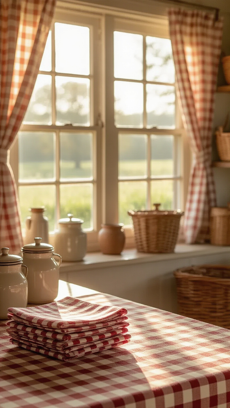 4. Charming Checkered Linens for a Cozy Touch