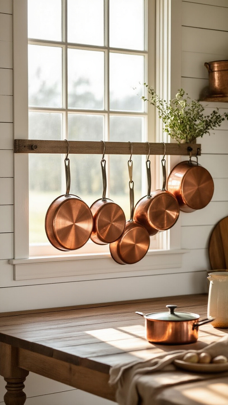 5. Antique Copper Cookware for Rustic Elegance