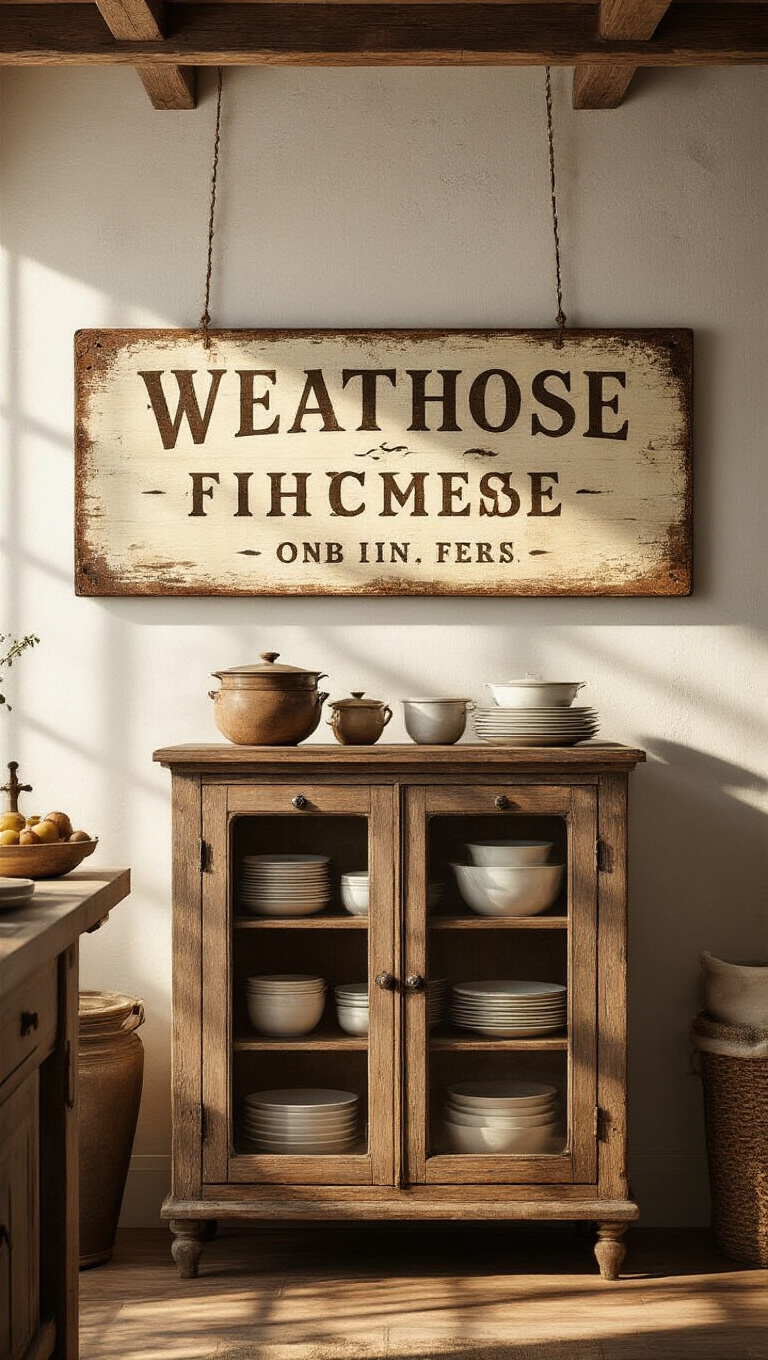 9. Vintage Farmhouse Signage for Character and Charm