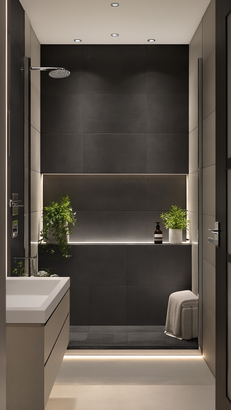3. Create Contrast with Dark Tiles