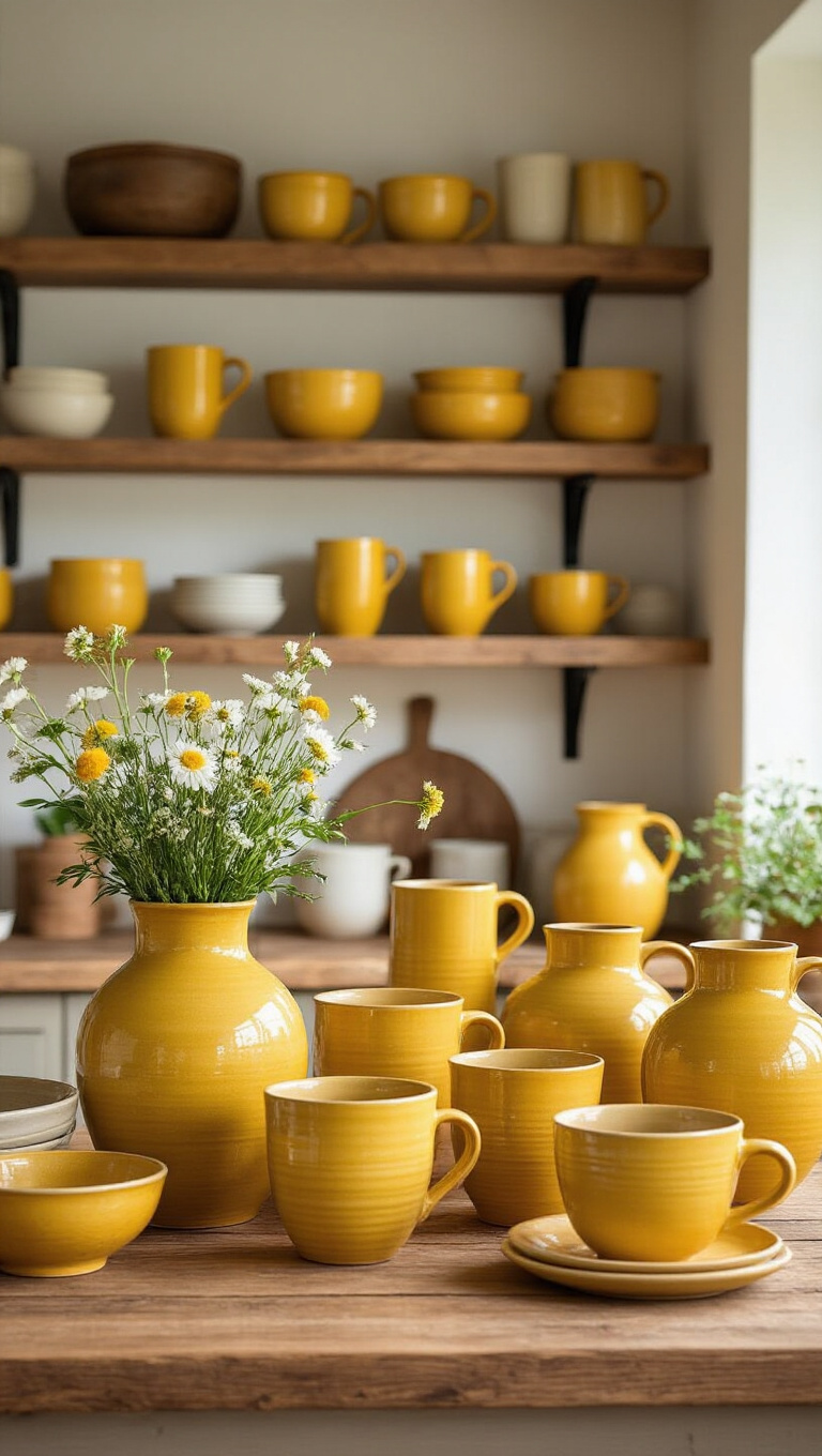 13. Handcrafted Yellow Pottery for Artisan Allure